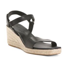 Jutelia Made In Spain Women's Leather Espadrilles Raffia Braided Wedge Sz 7 NWOB